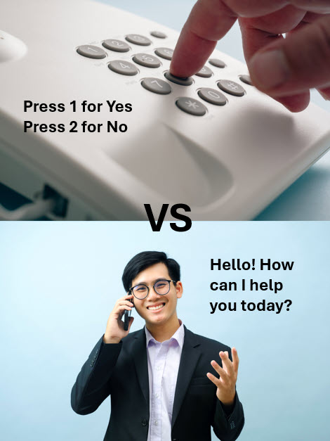 Illustration of tradition IVR vs. AI voice agents